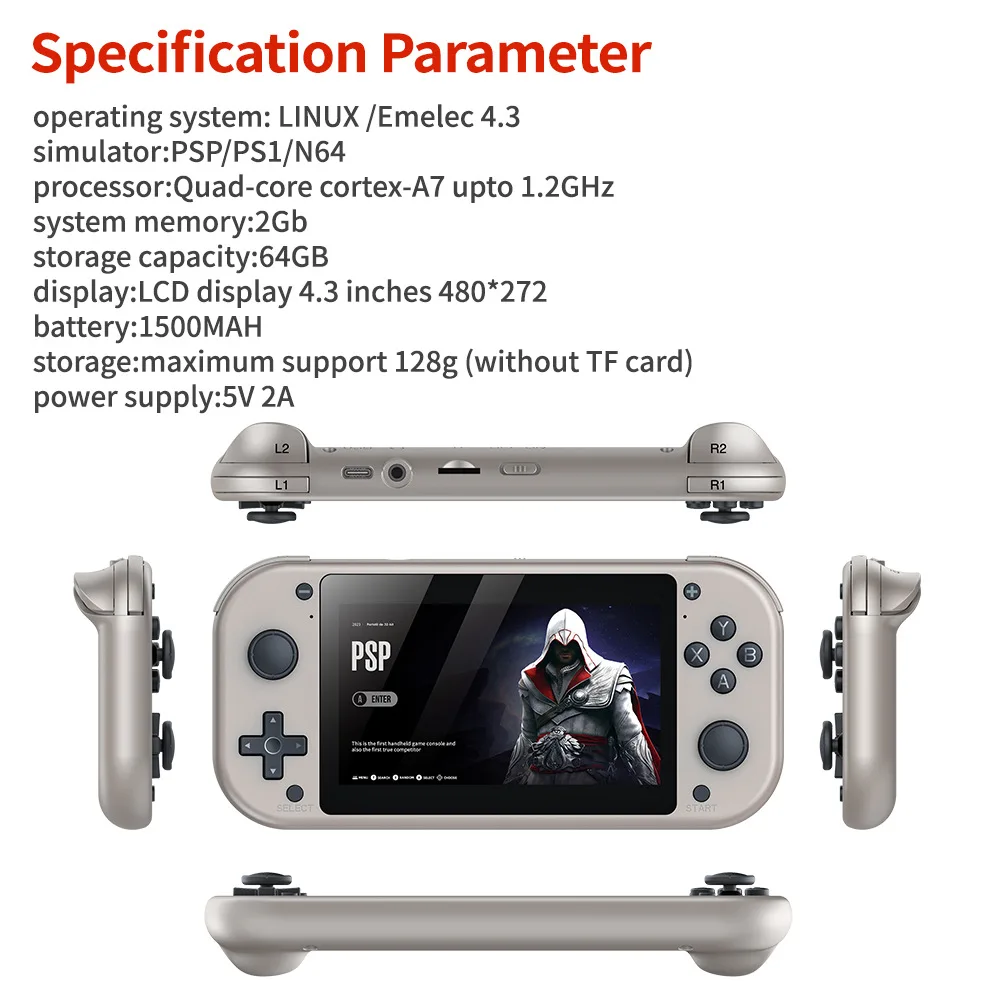 99905-zvyacr.jpg Consola de videojuegos portátil M17, 64G, 128G, sistema Linux de código abierto, pantalla de 4,3 pulgadas, reproductor de vídeo portátil de bolsillo, consola de juegos Retro