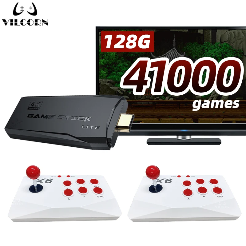 VILCORN-consola de videojuegos Arcade, palo de juego de TV 4K con doble Arcade Joysitck, 41000 juegos para MAME/Sega/PS1/Atari, regalo para niños