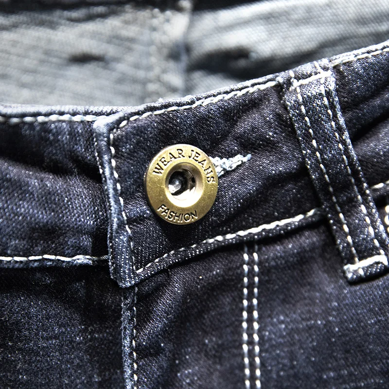 102762-0obajc.jpg 2024 nuevos pantalones vaqueros rasgados para hombres pantalones vaqueros ajustados algodón estilo coreano moda elasticidad versátil azul negro ropa de hombre