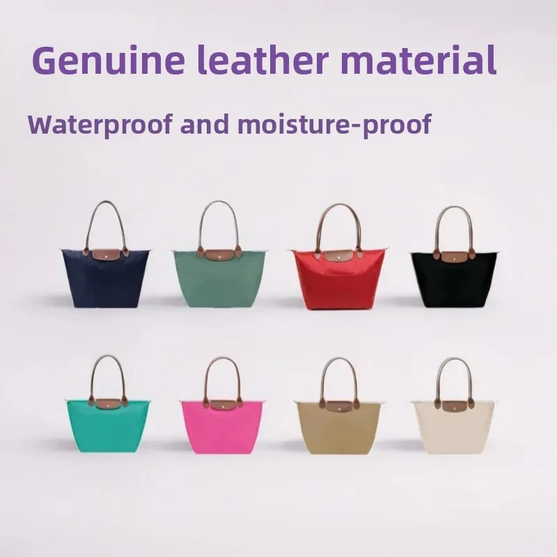 Bolso de mano con forma de bola de masa de nailon para mujer, bolso de mano de gran capacidad con asa de cuero, impermeable, plegable, de un solo hombro