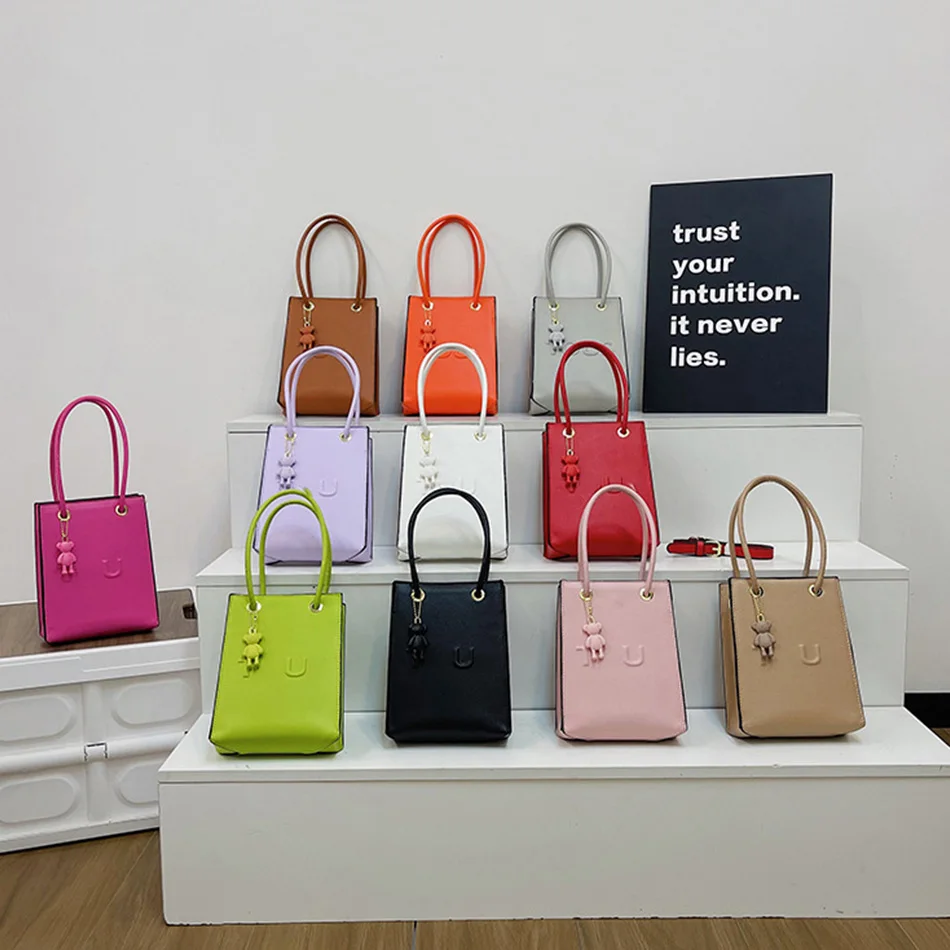 Bolso cuadrado pequeño para mujer, bolso nuevo a la moda, bandolera informal, bolso para teléfono móvil de Color sólido 2024