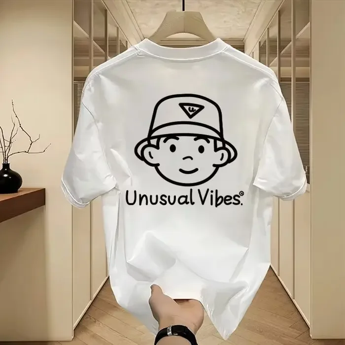 2024 nuevo verano versátil Vintage High Street estampado de dibujos animados Camiseta de manga corta capa Base Top Camiseta de cuello redondo