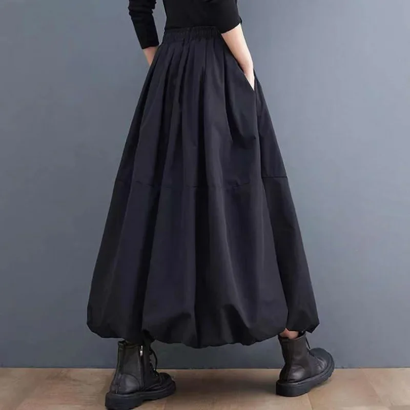 2023 primavera otoño nuevas mujeres de talla grande de gama alta sensación adelgazante Color sólido Puff falda de moda