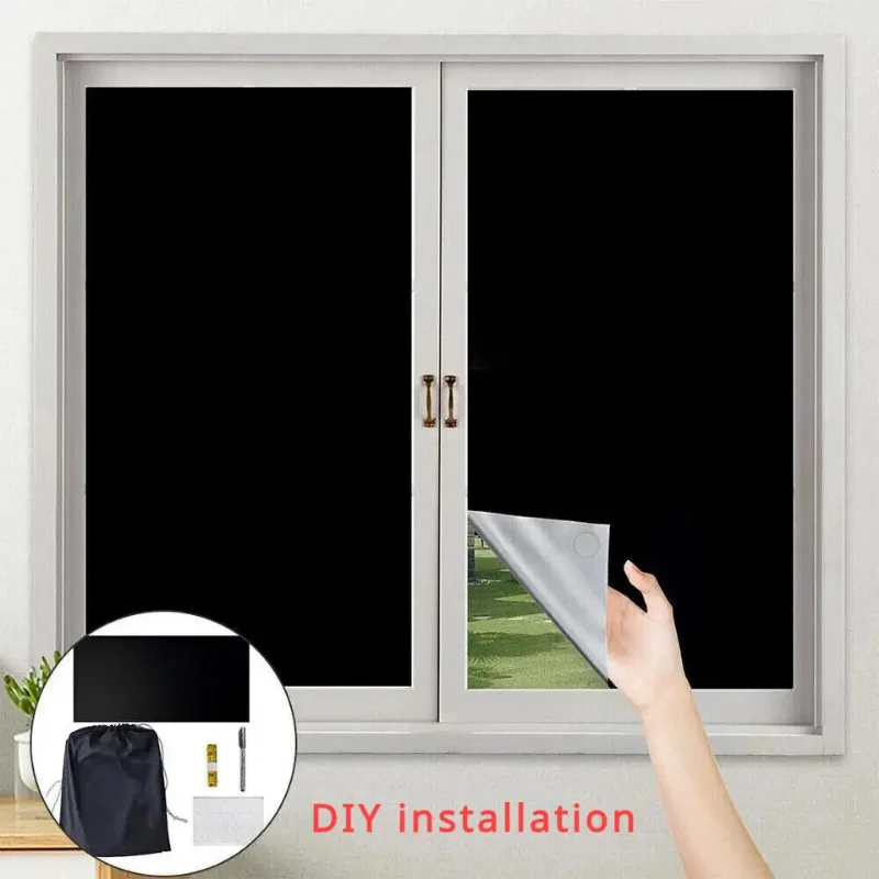 100% cortina opaca extraíble portátil viaje bloqueo película de ventana más oscura tela temporal DIY cortinas opacas