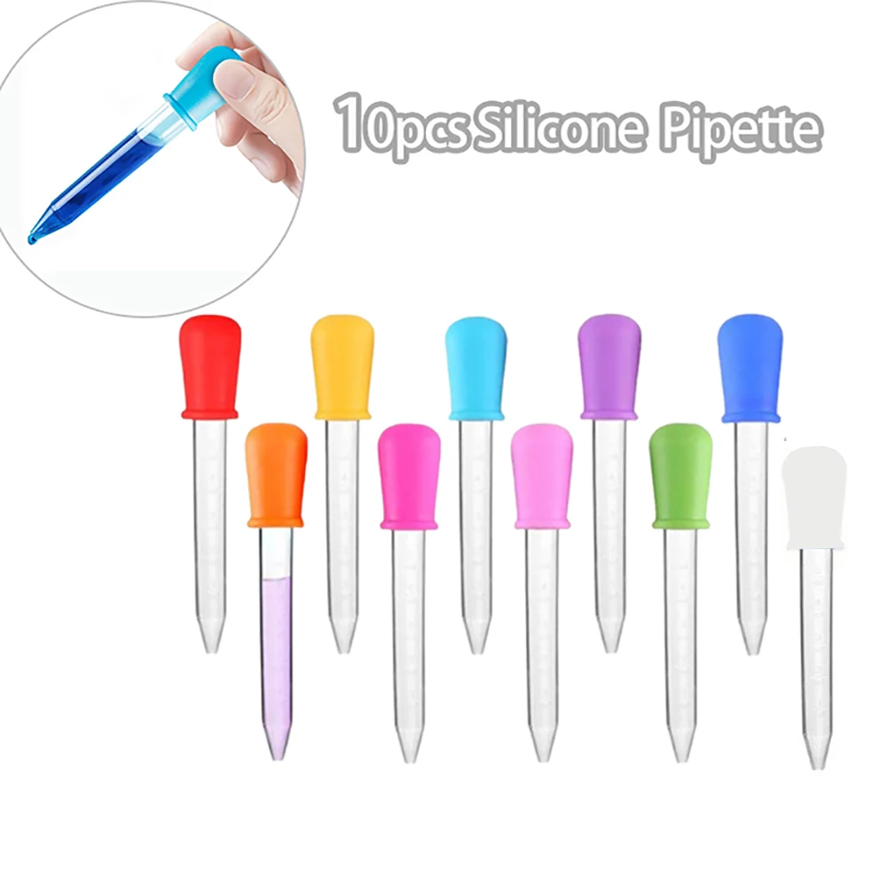10 unids/set 5ml pipeta de plástico de silicona suministros para experimentos de laboratorio escolar cuentagotas medicina de alimentación líquido ojo pipeta cuentagotas