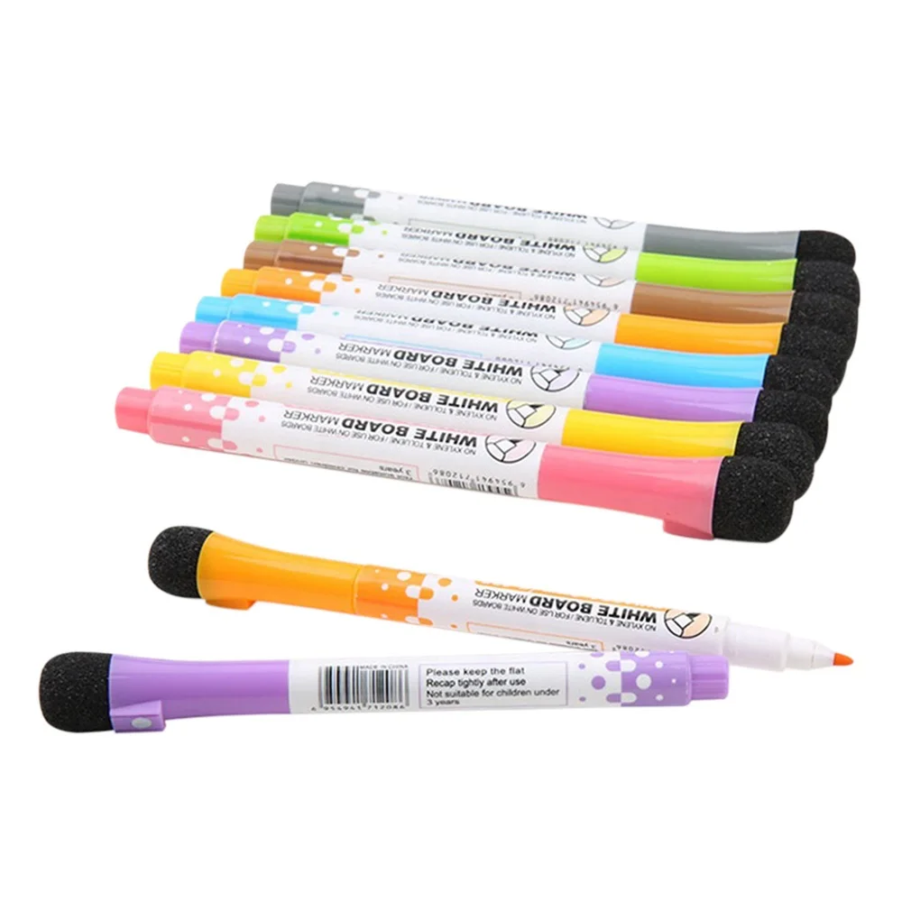 Rotuladores magnéticos coloridos para pizarra blanca, bolígrafo con goma de borrar, suministros escolares de oficina, regalos para niños, 2 piezas