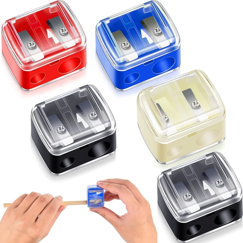 1 sacapuntas de delineador de ojos, sacapuntas de delineador de ojos de doble agujero, sacapuntas de lápiz de maquillaje compacto, para lápices delineador de ojos y labios