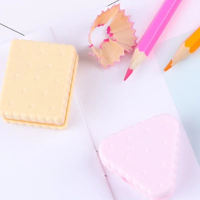 3 unids/lote creativo fresco y lindo sacapuntas de galleta sacapuntas de lápiz para niños papelería colores aleatorios
