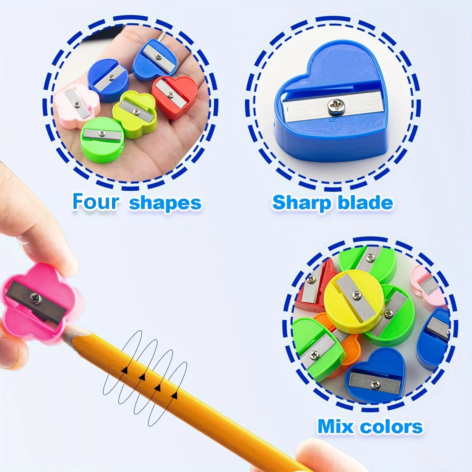 100 Uds. Mini sacapuntas surtidos, coloridos, portátiles, para útiles escolares, recuerdos de fiesta, regalos, suministros de estudio de oficina