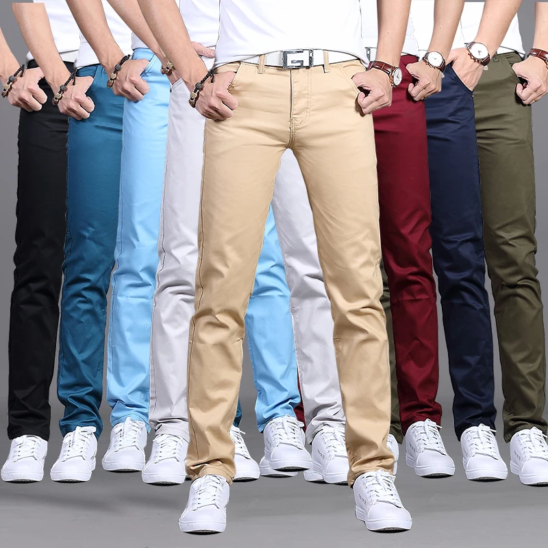 2022 Primavera novedad de verano pantalones casuales hombres algodón Slim Fit Chinos pantalones de moda ropa de marca masculina 9 colores de talla grande 28-38
