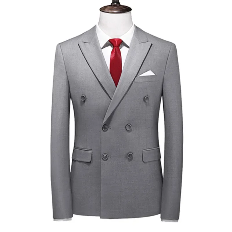 2025 marca de moda hombres doble botonadura esmoquin traje de negocios/hombre Slim Fit ropa Casual coreana/chaqueta Casual para hombres Blazers