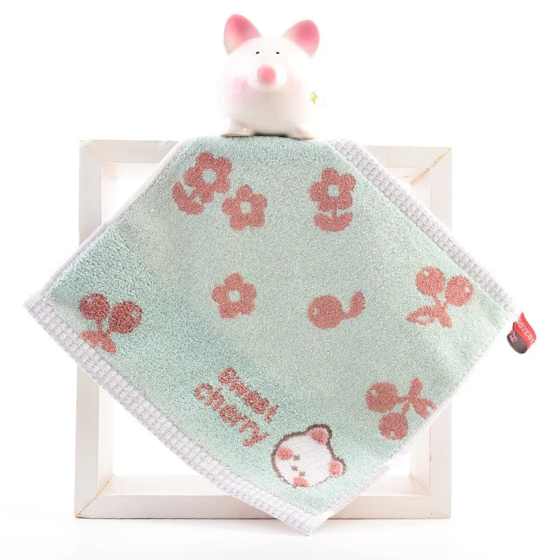 1 Uds. Toalla de mano cuadrada pequeña de algodón suave absorbente portátil de 25x25cm con lazo