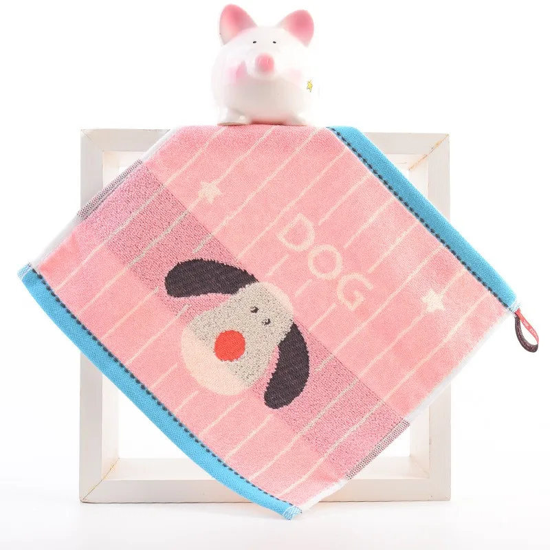 1 Uds. Toalla de mano cuadrada pequeña de algodón suave absorbente portátil de 25x25cm con lazo