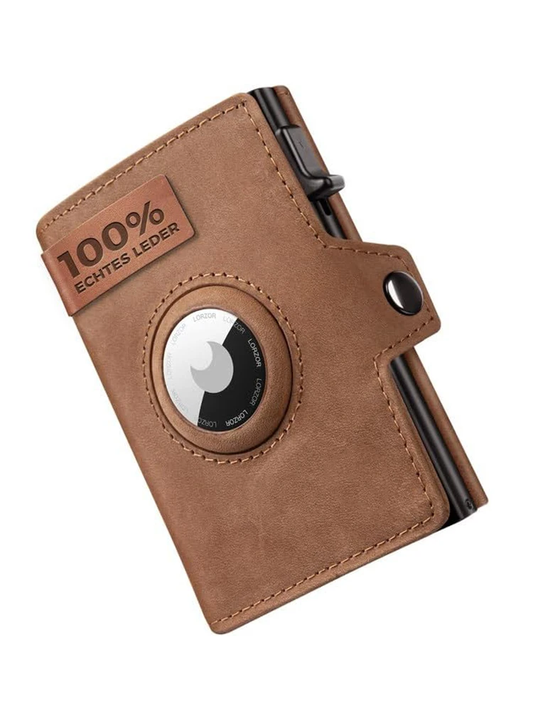 YATBEST Cartera de cuero para hombre con bolsillo para monedas AirTag Clip para tarjeta de posicionamiento RFID antimagnético antirrobo bolsa para deslizar tarjetas