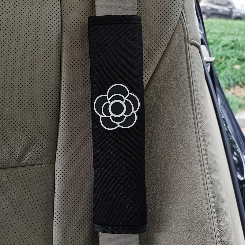 Almohadilla de hombro de flores para cinturón de seguridad de coche, protección de decoración Interior pequeña, cubierta de seguro creativa de dibujos animados, accesorios para coche, 2 uds.