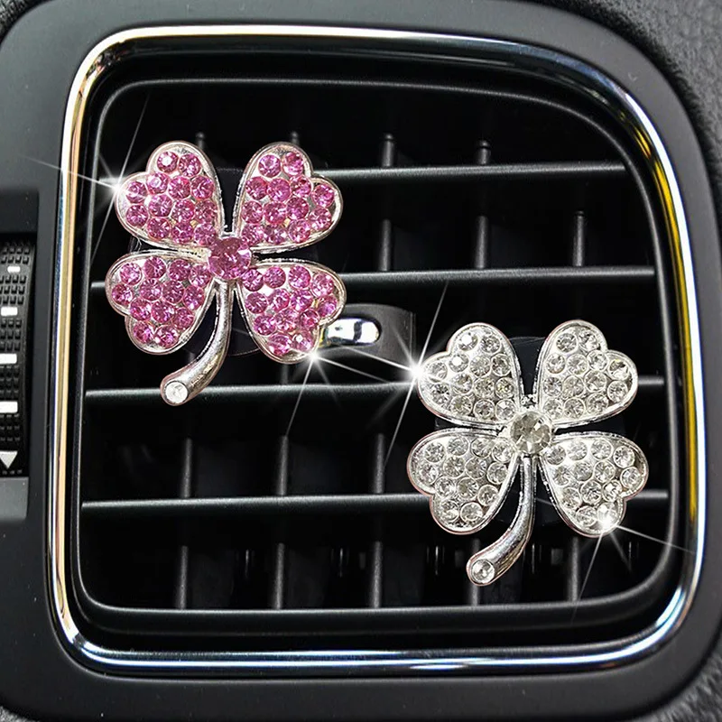 Aromaterapia para coche, hierba intermitente de cuatro hojas, decoración de fragancia Interior, ventilación de aire acondicionado, accesorios personalizados, 2 uds.