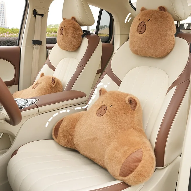 Almohada de cuello de coche con diseño de dibujos animados, reposacabezas de coche, accesorios interiores simples, regalo creativo, 1 unidad