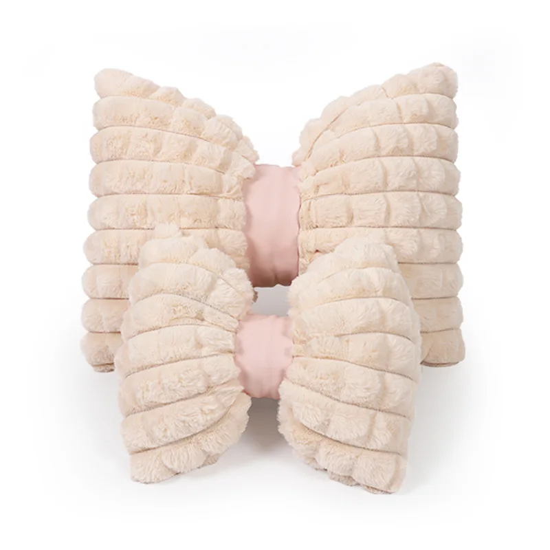 Almohada para el cuello del coche con lazo bonito, diseño de dibujos animados, reposacabezas de coche de felpa, accesorios interiores simples y bonitos, regalo creativo para niñas, 1 ud.