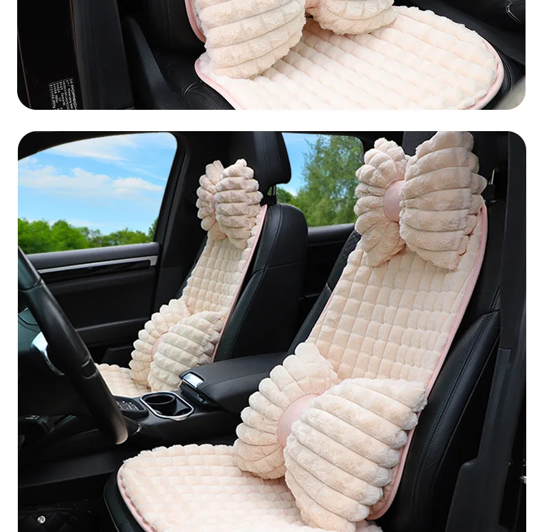 Almohada para el cuello del coche con lazo bonito, diseño de dibujos animados, reposacabezas de coche de felpa, accesorios interiores simples y bonitos, regalo creativo para niñas, 1 ud.