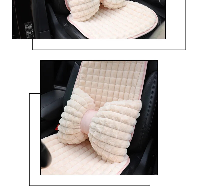 Almohada para el cuello del coche con lazo bonito, diseño de dibujos animados, reposacabezas de coche de felpa, accesorios interiores simples y bonitos, regalo creativo para niñas, 1 ud.