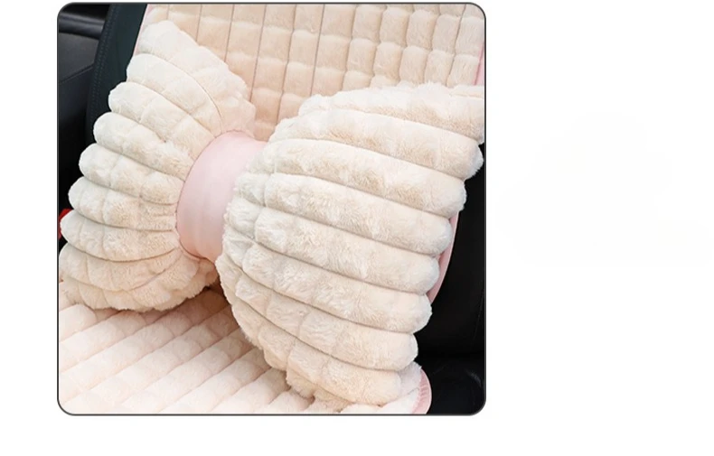 Almohada para el cuello del coche con lazo bonito, diseño de dibujos animados, reposacabezas de coche de felpa, accesorios interiores simples y bonitos, regalo creativo para niñas, 1 ud.