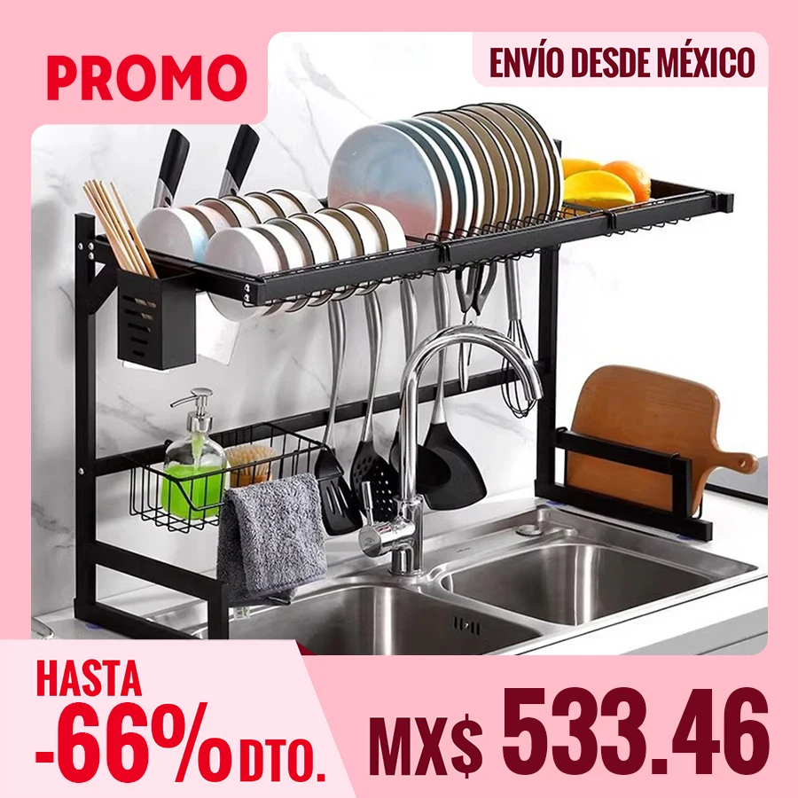 1 estante de almacenamiento de fregadero de cocina metálico, longitud extensible, estante de almacenamiento de tazón, cuchillo