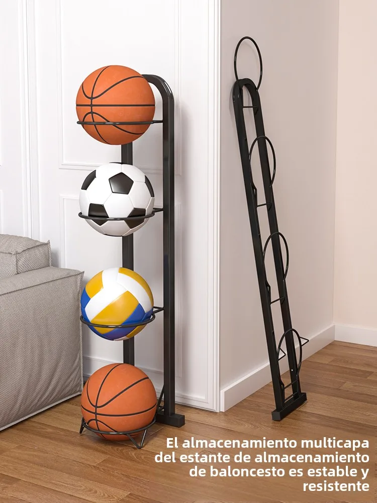 Estante De Almacenamiento Para Deportes Plegable Interior Para Baloncesto Y Fútbol Material De Hierro Estilo Moderno Y Sencillo