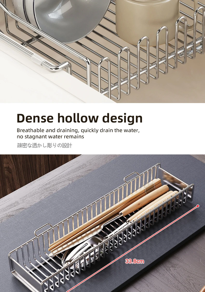 Accesorios de cocina, plato de fregadero escalable, soporte para cuencos de almacenamiento, escurridor de secado de platos de cocina de acero inoxidable 304, estantes organizadores