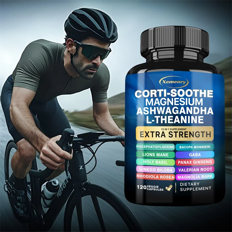 Corti-Soothe Cortisol con magnesio, Ashwagandha, L-Theanine: ayuda a reducir la Cortisol, estabiliza el estado de ánimo y promover la relajación