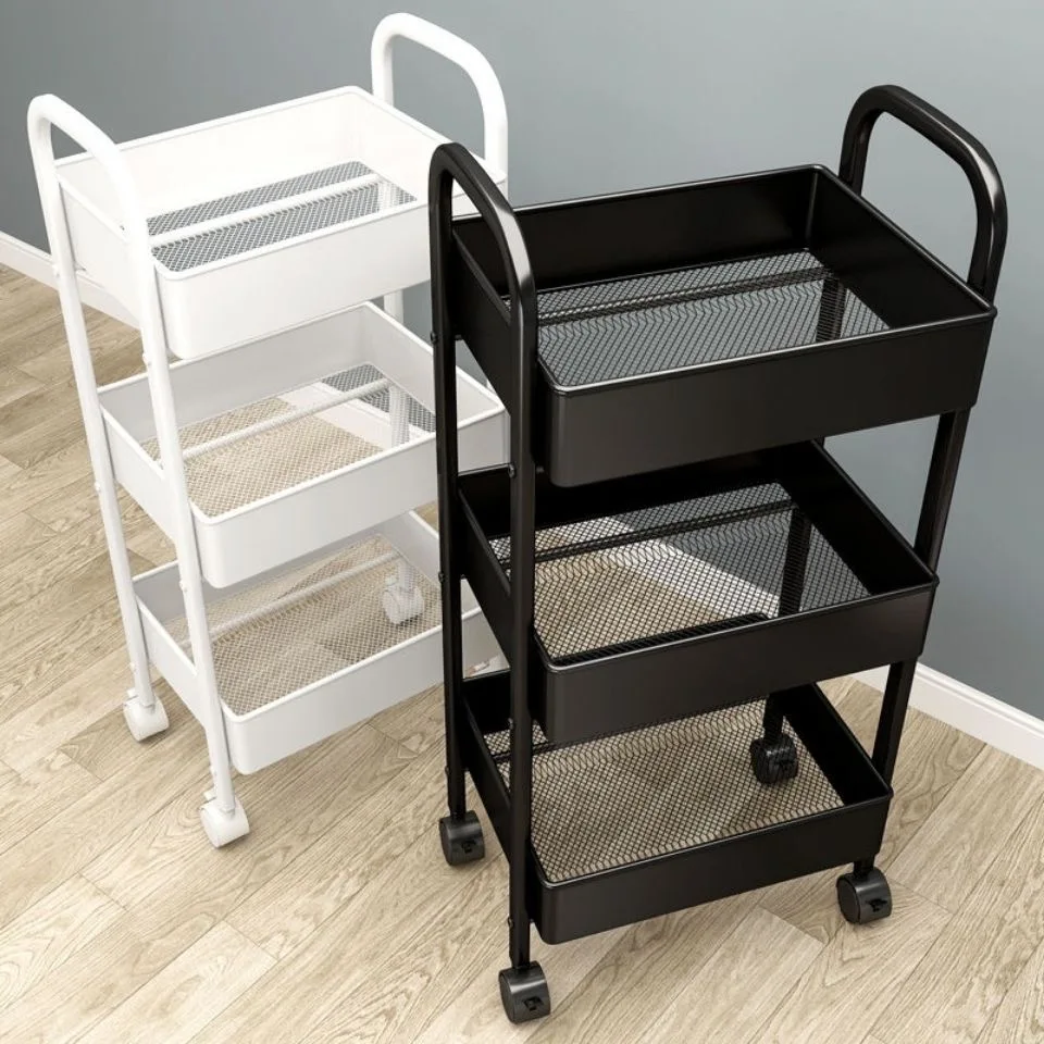 Estante de almacenamiento multicapa de acero al carbono móvil Selas, estante organizador para sala de estar, cocina, dormitorio, aperitivos, almacenamiento en el hogar