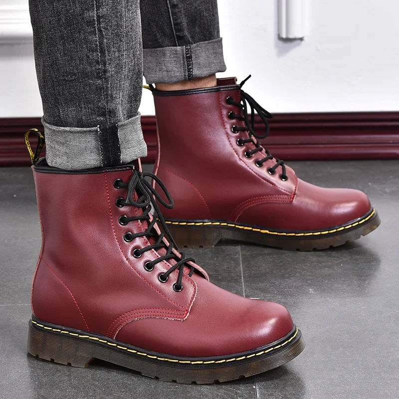 2025 nuevas botas clásicas de cuero genuino de seis agujeros, botines cortos de montar de estilo británico a la moda, botas para exteriores, botas para mujer