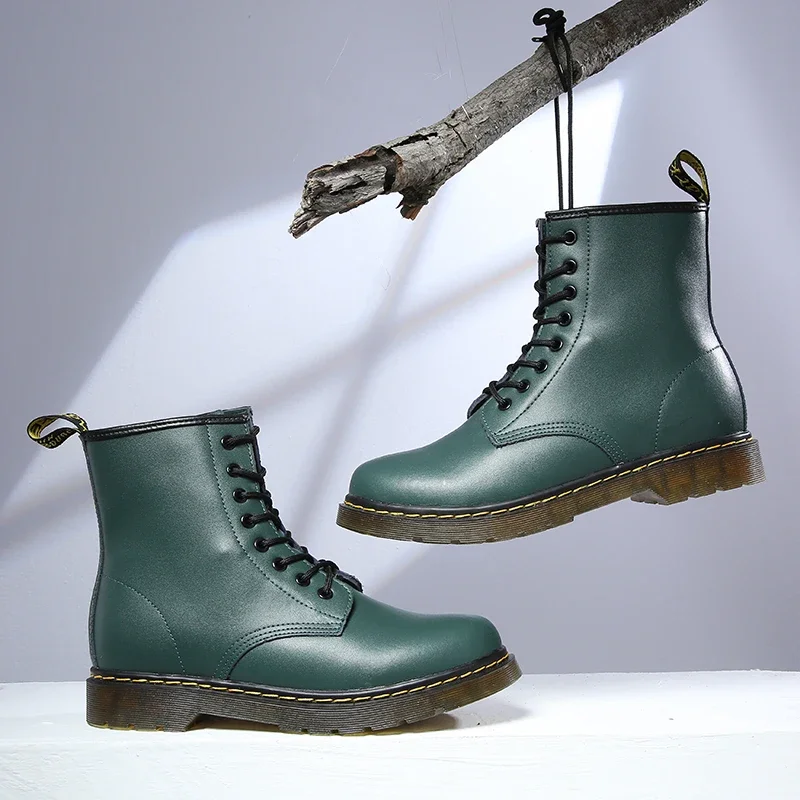 2025 nuevas botas clásicas de cuero genuino de seis agujeros, botines cortos de montar de estilo británico a la moda, botas para exteriores, botas para mujer