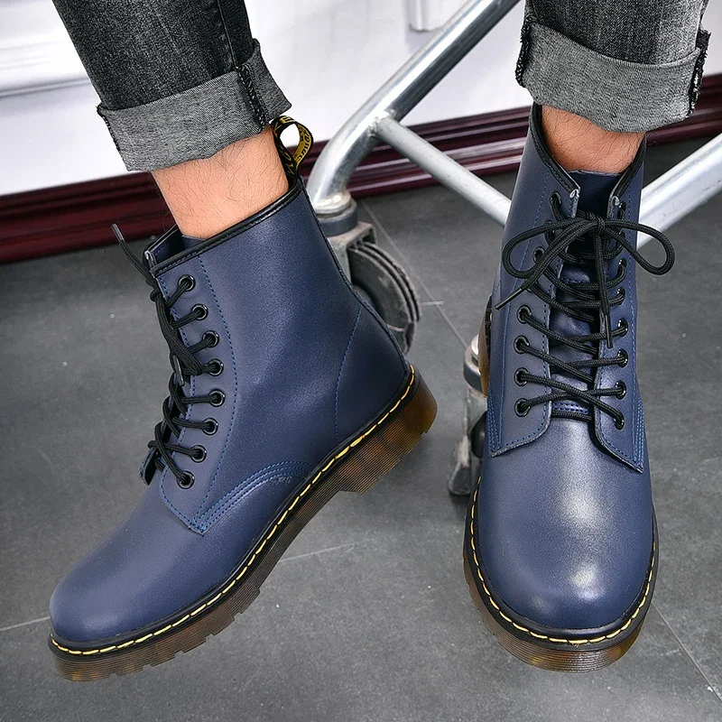 2025 nuevas botas clásicas de cuero genuino de seis agujeros, botines cortos de montar de estilo británico a la moda, botas para exteriores, botas para mujer