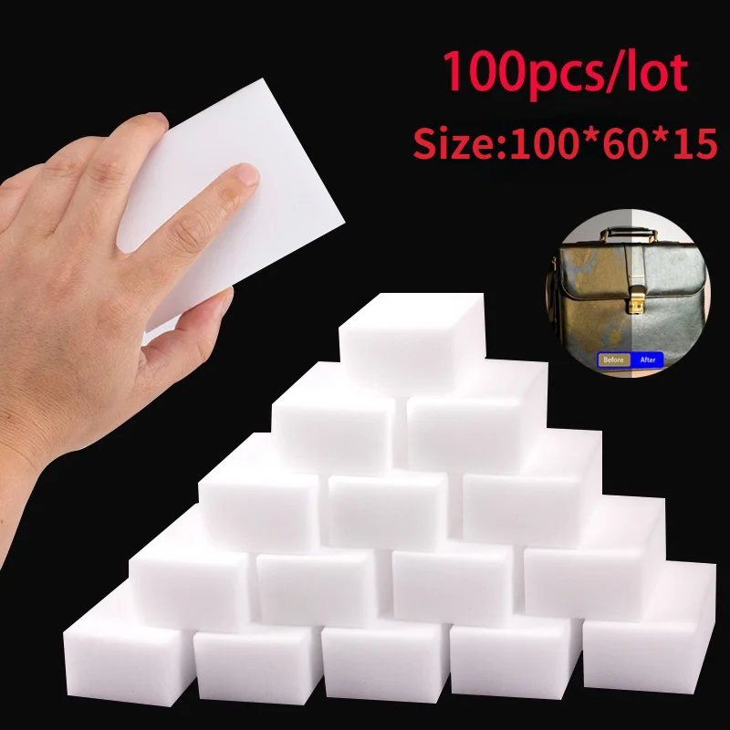 100 unids/lote esponja de melamina esponja mágica borrador para cocina Oficina baño limpiador de melamina esponja de limpieza 100X60X15MM