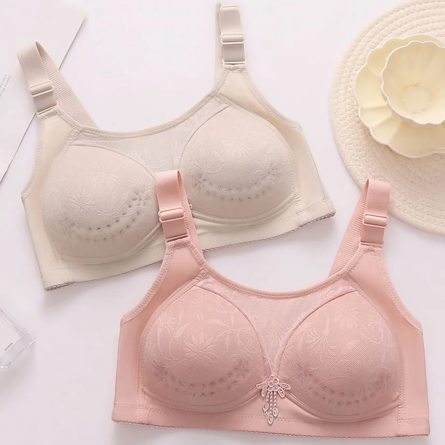 1/2 Uds 36-46 ropa interior de mujer talla grande Sexy encaje Push Up Top sujetador anillo de acero suave transpirable Sexy señoras Brassier