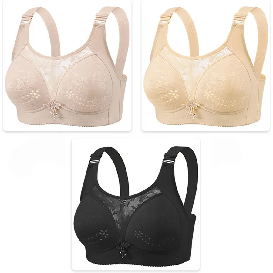 1/2 Uds 36-46 ropa interior de mujer talla grande Sexy encaje Push Up Top sujetador anillo de acero suave transpirable Sexy señoras Brassier