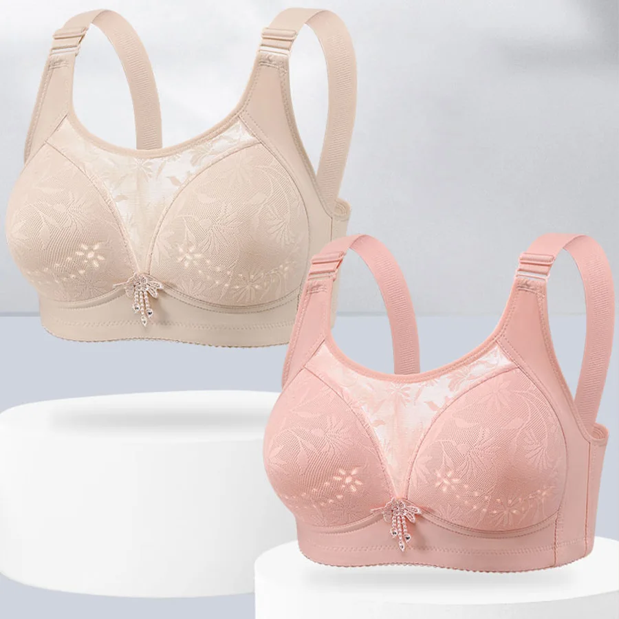 1/2 Uds 36-46 ropa interior de mujer talla grande Sexy encaje Push Up Top sujetador anillo de acero suave transpirable Sexy señoras Brassier