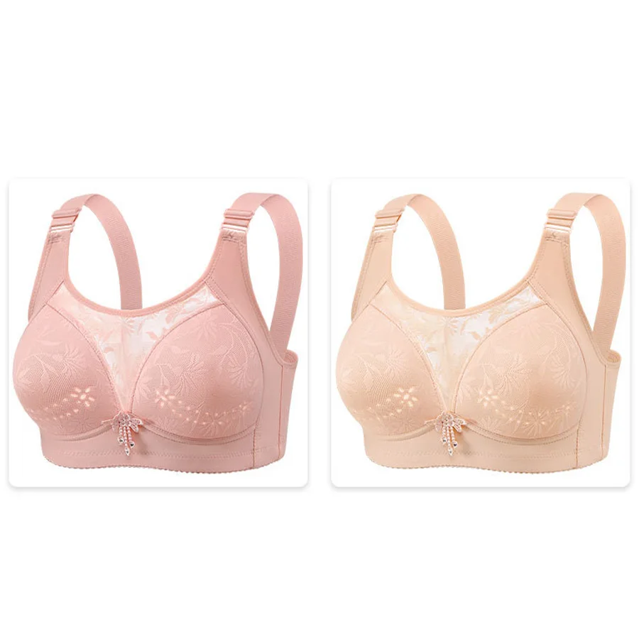 1/2 Uds 36-46 ropa interior de mujer talla grande Sexy encaje Push Up Top sujetador anillo de acero suave transpirable Sexy señoras Brassier