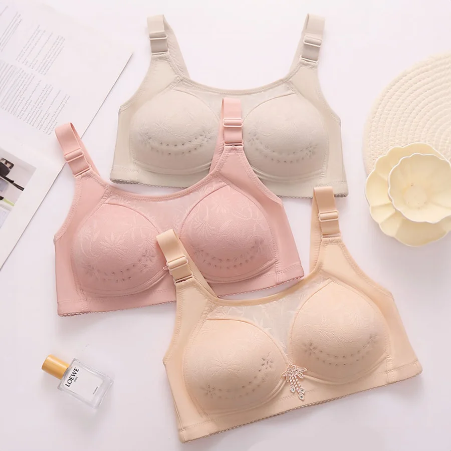 1/2 Uds 36-46 ropa interior de mujer talla grande Sexy encaje Push Up Top sujetador anillo de acero suave transpirable Sexy señoras Brassier