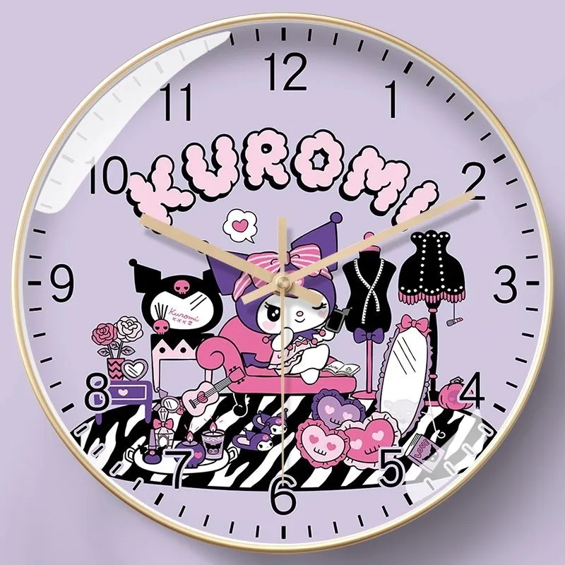 Sanrio Kuromi My melody dibujos animados Anime reloj de pared creativo Kawaii moda Simple dormitorio estudio decoración reloj de cuarzo silencioso