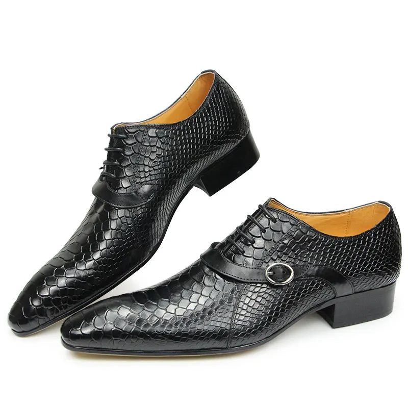 Zapatos De vestir para Hombre, Oxfords formales, serpentina y hebilla De Metal, decoración De ropa De boda, Zapatos De cuero informales elegantes, el mejor regalo