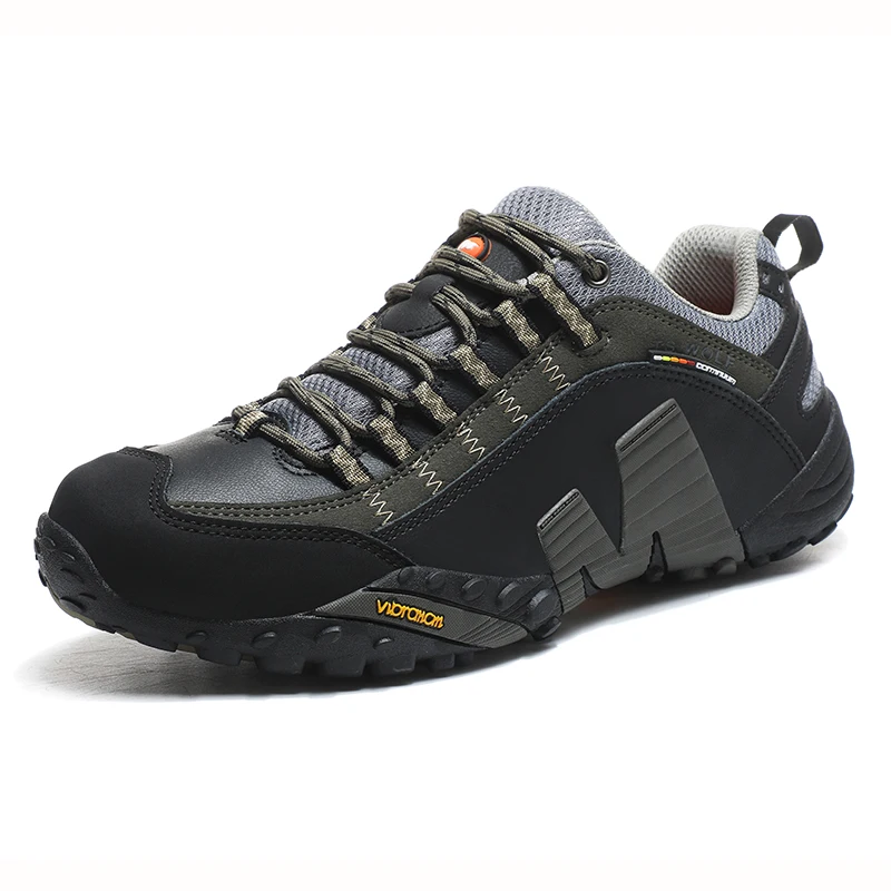 Zapatos de Trekking para amantes del aire libre, zapatos de senderismo impermeables para hombres, botas de montaña de cuero genuino, zapatos tácticos de caza en el bosque
