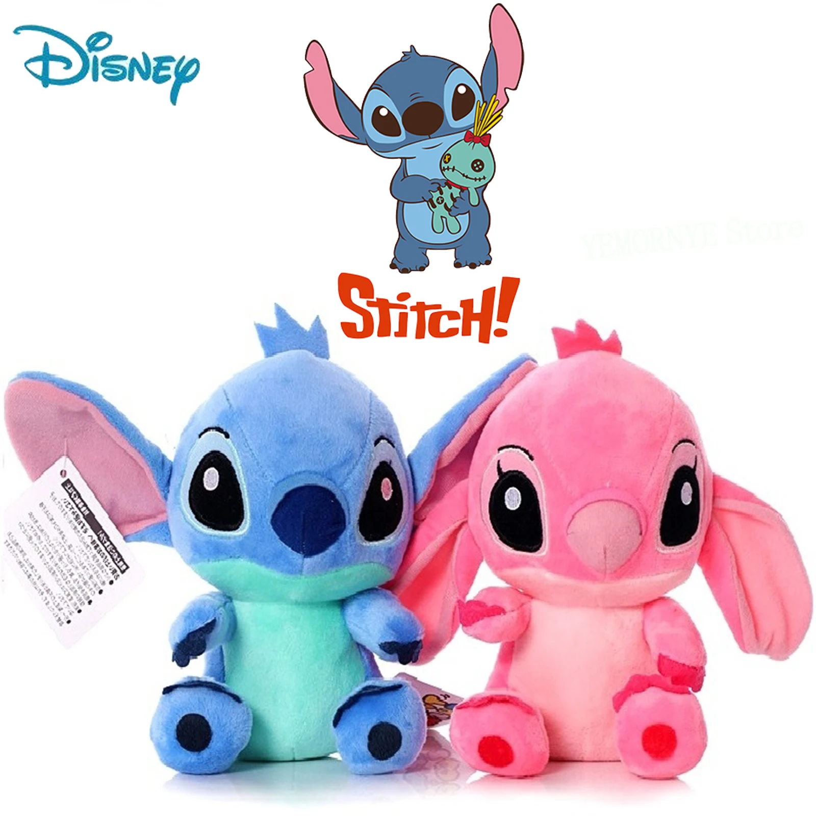 20cm Disney Lilo & Stitch rosa azul muñecos de peluche niños juguetes colgantes modelos lindo niño niña niños regalos juguete