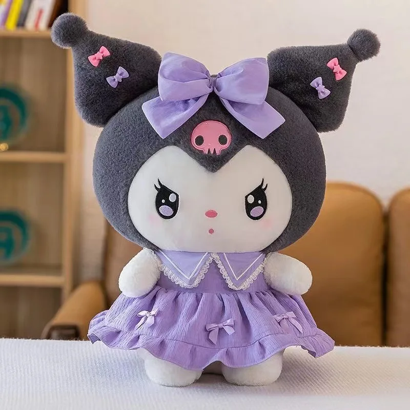 30cm Sanlio vestido púrpura Kuromi peluche de juguete lindo Anime que rodea la melodía muñeco de peluche regalo para el cumpleaños de la novia